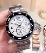 Cartier Calibre De Diver Black Bezel White Face Watches 